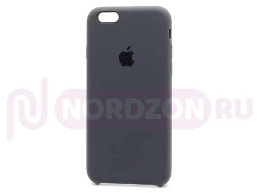 Чехол iPhone 6/6S, Silicone Case, покрытие Soft touch, с лого, 015, графитовый