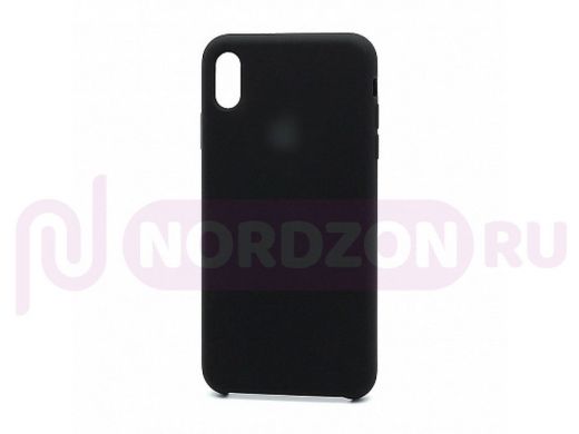 Чехол iPhone 6/6S, Silicone Case, покрытие Soft touch, с лого, 018, чёрный