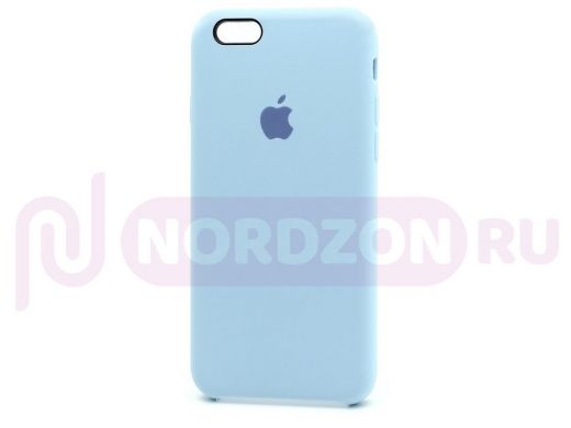 Чехол iPhone 6/6S, Silicone Case, покрытие Soft touch, с лого, 048, голубой