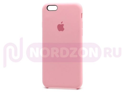 Чехол iPhone 6/6S, Silicone Case, покрытие Soft touch, с лого, полная защита, 006, розовый
