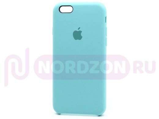 Чехол iPhone 6/6S, Silicone Case, покрытие Soft touch, с лого, полная защита, 021, голубой