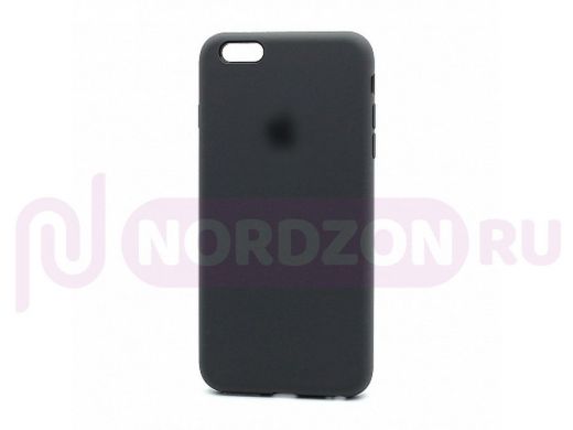 Чехол iPhone 6/6S Plus, Silicone Case, покрытие Soft touch, с лого, полная защита, 015, графит