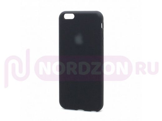 Чехол iPhone 6/6S Plus, Silicone Case, покрытие Soft touch, с лого, полная защита, 018, чёрный