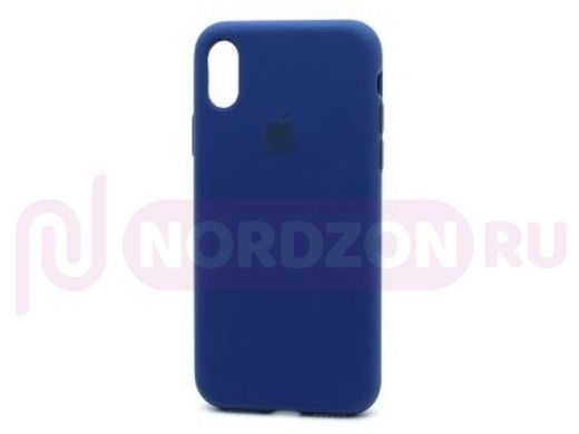 Чехол iPhone 6/6S Plus, Silicone Case, покрытие Soft touch, с лого, полная защита, 020, синий