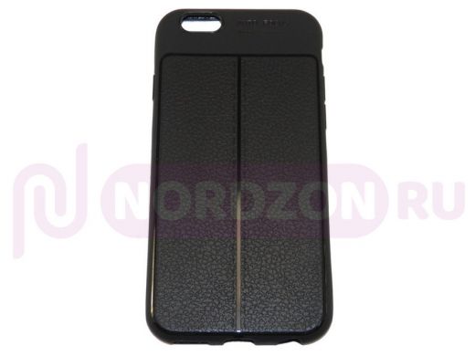 Чехол iPhone 7/8 Plus, Auto Focus, имитиция кожи, силикон, чёрный
