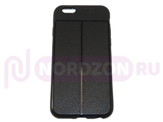 Чехол iPhone 7/8, Auto Focus, имитиция кожи, силикон, чёрный