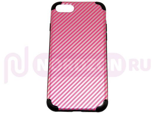 Чехол iPhone 7/8, Boutop, 002, силикон, аллюминий, карбон, розовый
