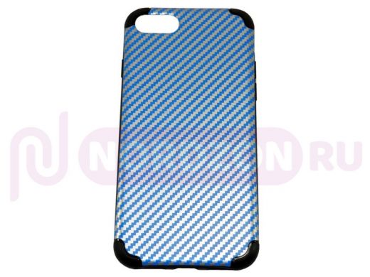 Чехол iPhone 7/8, Boutop, 002, силикон, аллюминий, карбон, синий