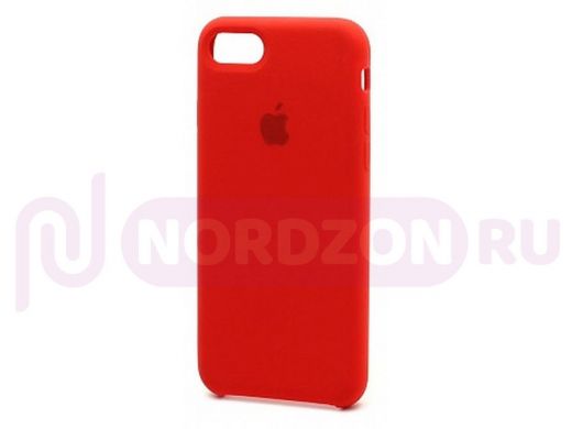 Чехол iPhone 7/8, Silicone Case, покрытие Soft touch, с лого, 014, красный