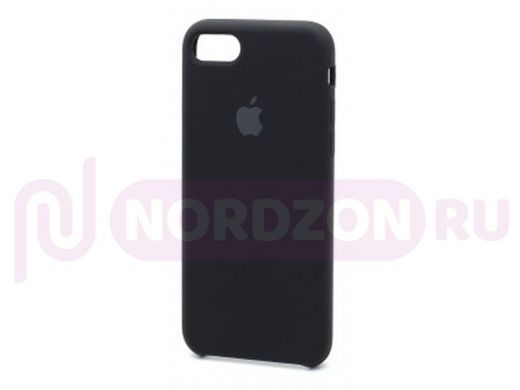 Чехол iPhone 7/8, Silicone Case, покрытие Soft touch, с лого, 018, чёрный