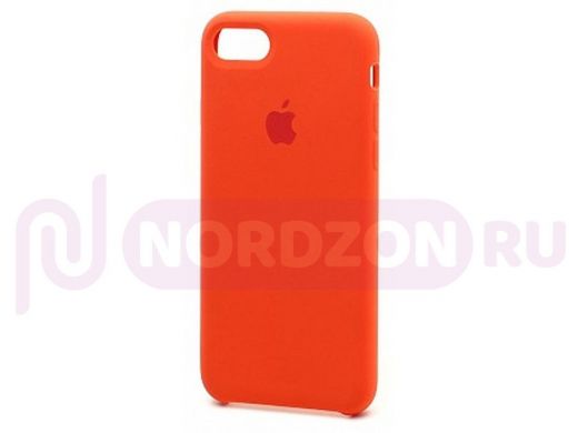 Чехол iPhone 7/8 Plus, Silicone Case, покрытие Soft touch, с лого, полная защита, 013, оранжевый