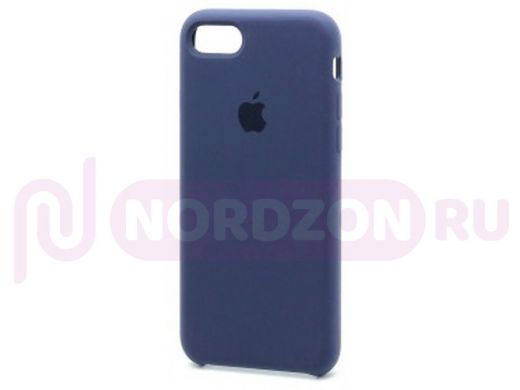 Чехол iPhone X/XS, Silicone Case, покрытие Soft touch, с лого, 008, тёмно синий
