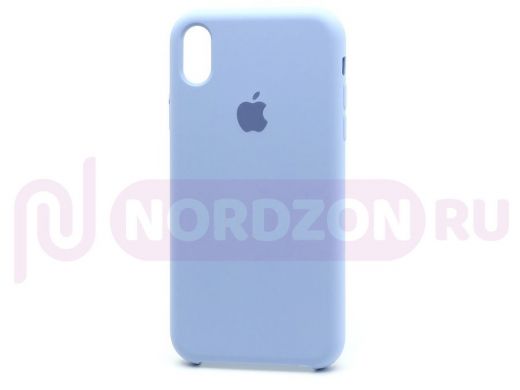 Чехол iPhone XR, Silicone Case, покрытие Soft touch, с лого, 005, голубой