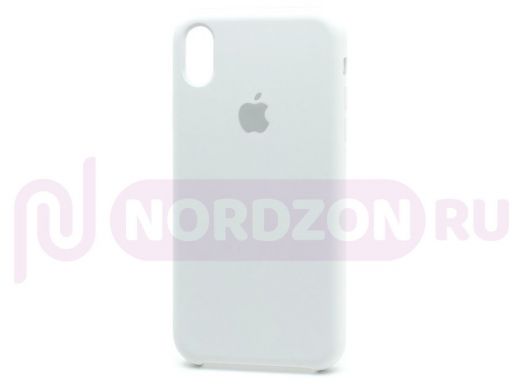 Чехол iPhone XR, Silicone Case, покрытие Soft touch, с лого, 009, белый