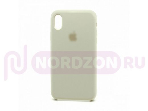 Чехол iPhone XR, Silicone Case, покрытие Soft touch, с лого, 011, бежевый