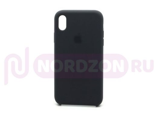 Чехол iPhone XR, Silicone Case, покрытие Soft touch, с лого, 015, графитовый