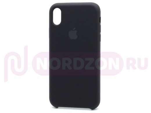 Чехол iPhone XR, Silicone Case, покрытие Soft touch, с лого, 018, чёрный