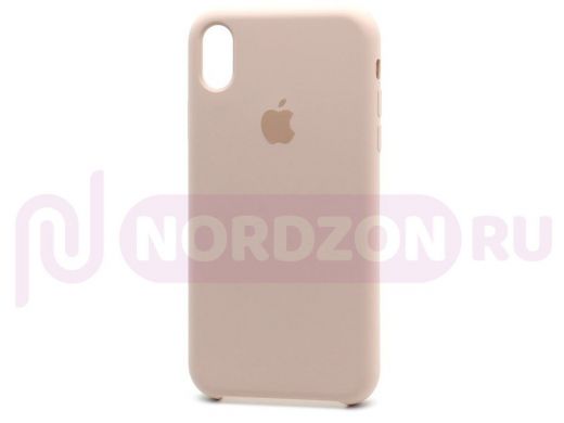 Чехол iPhone XR, Silicone Case, покрытие Soft touch, с лого, 019, светло розовый