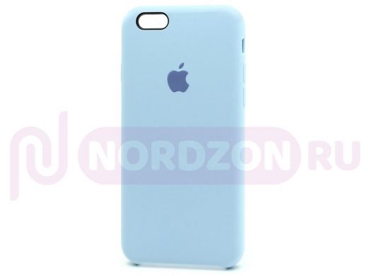 Чехол iPhone XR, Silicone Case, покрытие Soft touch, с лого, 048, голубой