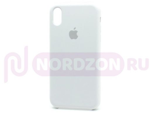 Чехол iPhone XR, Silicone Case, покрытие Soft touch, с лого, полная защита, 009, белый