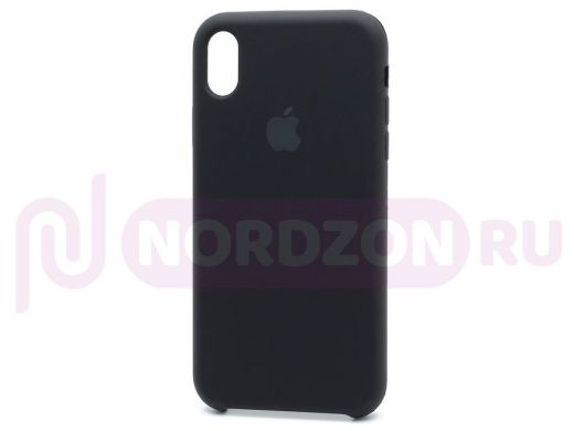 Чехол iPhone XR, Silicone Case, покрытие Soft touch, с лого, полная защита, 018, чёрный