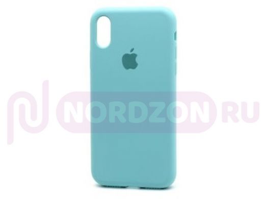 Чехол iPhone XR, Silicone Case, покрытие Soft touch, с лого, полная защита, 021, голубой