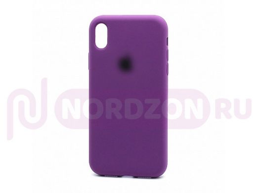 Чехол iPhone XR, Silicone Case, покрытие Soft touch, с лого, полная защита, 030, фиолетовый