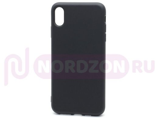 Чехол iPhone XS Max, Silicone Case New Era, силикон, черный
