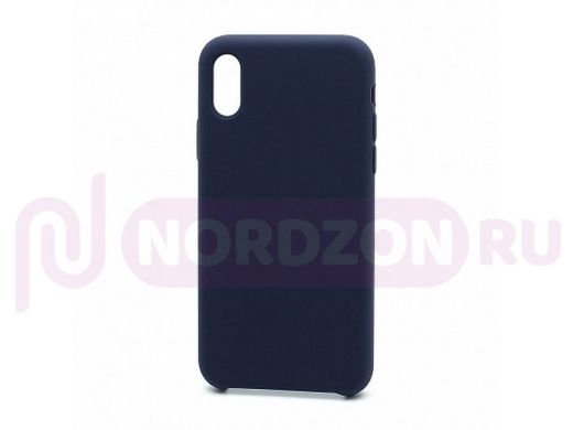 Чехол iPhone XS Max, Silicone Case, покрытие Soft touch, без лого, 008, тёмно синий