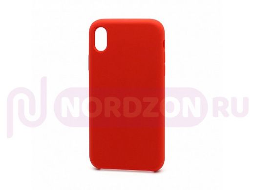 Чехол iPhone XS Max, Silicone Case, покрытие Soft touch, без лого, 014, красный