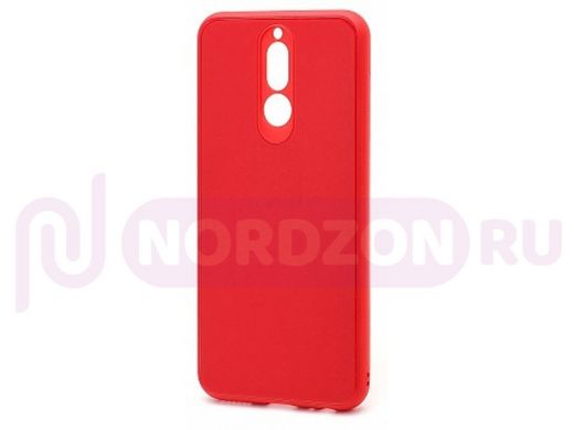 Чехол Huawei Mate 10, силикон, со стеклянной вставкой, с лого, красный
