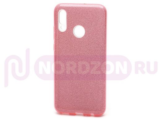 Чехол Huawei P30 Lite, Fashion, силикон, пластик с блёстками, розовый