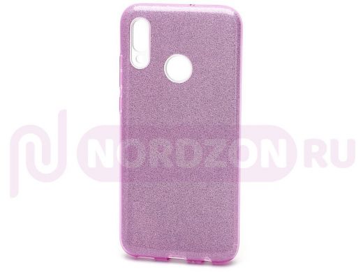 Чехол Huawei P30 Lite, Fashion, силикон, пластик с блёстками, фиолетовый