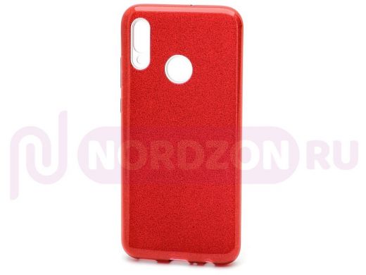 Чехол Samsung A505/Galaxy A50 (2019), Fashion, силикон, пластик с блёстками, красный
