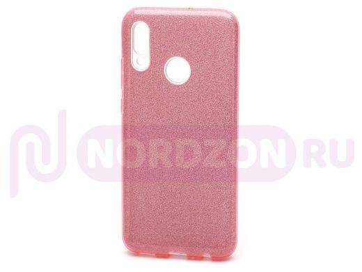 Чехол Xiaomi Redmi Note 7, Fashion, силикон, пластик с блёстками, розовый