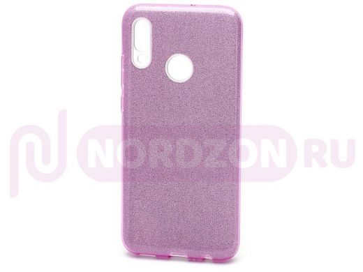Чехол Xiaomi Redmi Note 7, Fashion, силикон, пластик с блёстками, фиолетовый