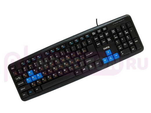 Клавиатура проводная DIALOG KM-025U, USB,  Multimedia, черная-синяя