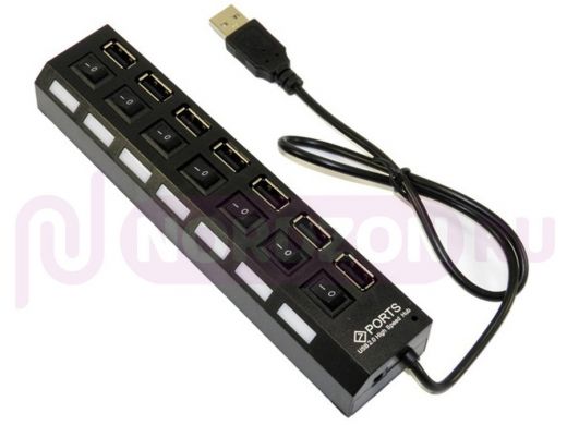 Концентратор USB на 7 портов (хаб, HUB) HI-Speed, 7 портов черный