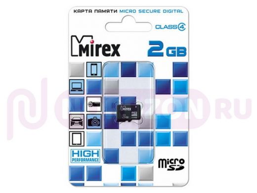 Карта памяти  micro SD    2GB  Mirex, без адаптера