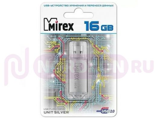 Накопитель USB  16GB  Mirex  Unit Silver  серебро  (ecopack)