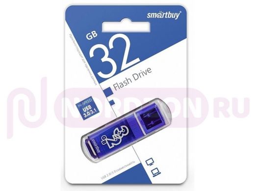 Накопитель USB  32GB  Smartbuy  Glossy series Dark Blue (USB 3.0)