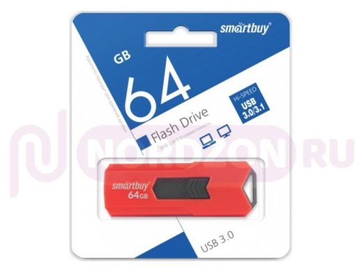 Накопитель USB  64GB  Smartbuy  Stream Red (USB3.0)