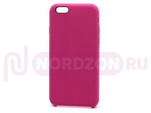 Чехол iPhone 6/6S, Silicone Case, покрытие Soft touch, без лого, 054, тёмно розовый
