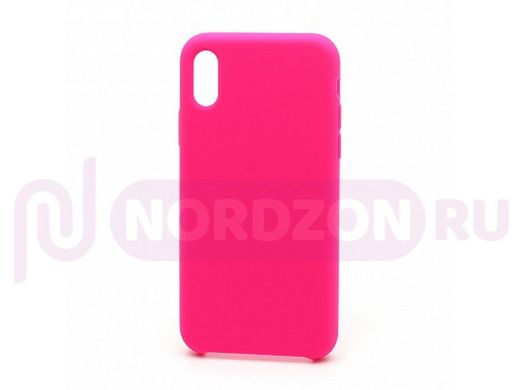 Чехол iPhone 7/8, Silicone Case, покрытие Soft touch, без лого, 040, ярко розовый
