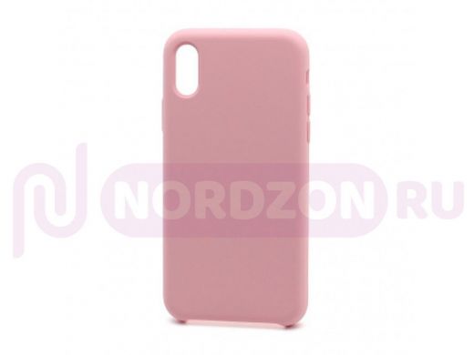 Чехол iPhone X/XS, Silicone Case, покрытие Soft touch, без лого, 006, розовый