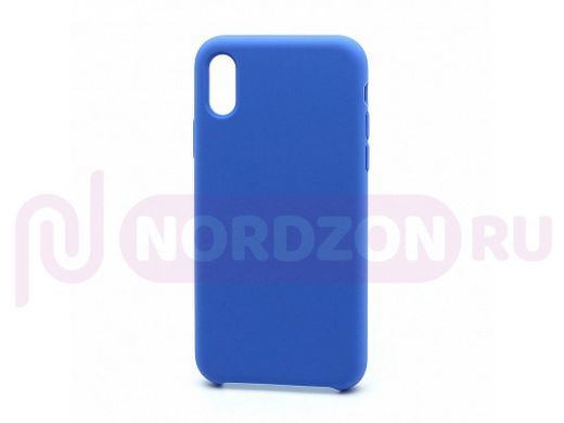 Чехол iPhone XS Max, Silicone Case, покрытие Soft touch, без лого, 003, синий