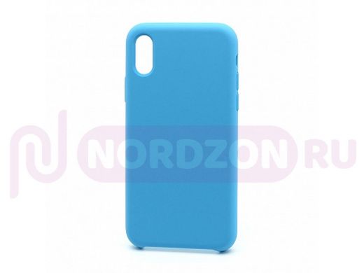 Чехол iPhone XS Max, Silicone Case, покрытие Soft touch, без лого, 016, голубой