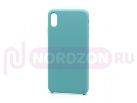 Чехол iPhone XS Max, Silicone Case, покрытие Soft touch, без лого, 021, голубой