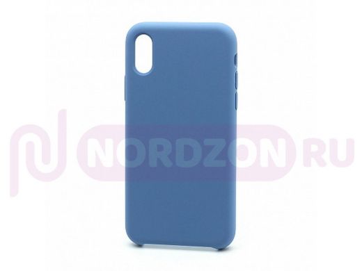 Чехол iPhone XS Max, Silicone Case, покрытие Soft touch, без лого, 024, синий