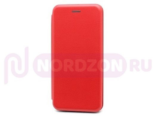 Чехол Huawei P30 Lite, BF, книжка с кожаной вставкой, красный